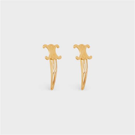 Triomphe Set of 2 Snap Hair Clips in Brass with Gold Finish  